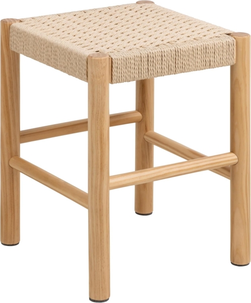 AC Design Furniture Sofie Hocker, Off White Papiergeflecht, Gestell NC lackiert Kiefer mit geflochtenes Muster, 35 x 35 x 45 cm Bild 1