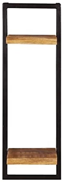 SIDNEY Wandregal Mangoholz Metall Natur Schwarz