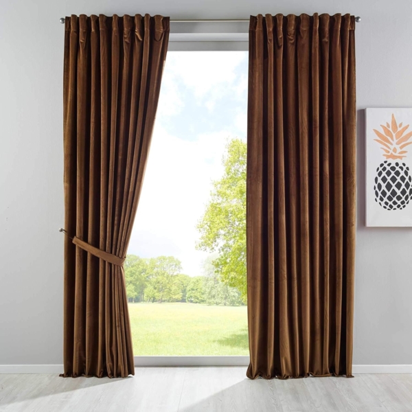 Gardinenbox Vorhang (2 St), verdecketeSchlaufen, verdunkelnd, Samt, Verdunkelung Schal »Milano« Samt blickdicht Tunneldurchzug kürzbar 203