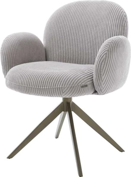 Drehstuhl Nube-Flex mit Armlehnen Cord Silbergrau Kreuzgestell breit Effektfinish Titan 360° drehbar Wippfunktion Taschenfederkern