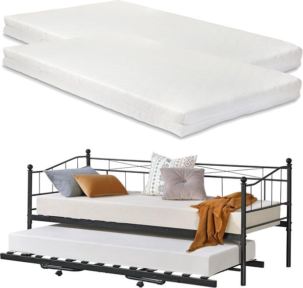 Metallbett Skutskär mit Matratze 90x200cm Schwarz en. casa