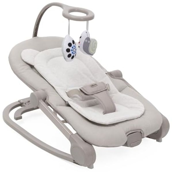 Chicco Wippe Mia 2-in-1, Babywippe und Hochstuhl, Einlage aus Bio-Baumwolle, Wendbare Spielleiste, Musik und Vibration, Schaukel- oder feste Modus, Ab 0 Monaten