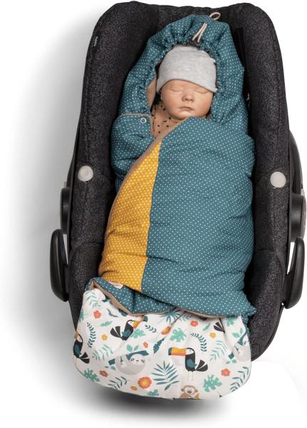 ULLENBOOM ® Einschlagdecke Babyschale Dschungel (Made in EU) - Babydecke für Autositz (z. B. Maxi Cosi ®), Babywanne oder Kinderwagen, ideale Decke für Babys (0 bis 9 Monate)