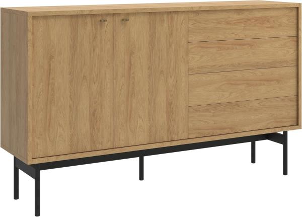 Selsey Olar - Sideboard 2-türig mit vier Schubladen, Holzoptik Hickory Natur, 154 cm