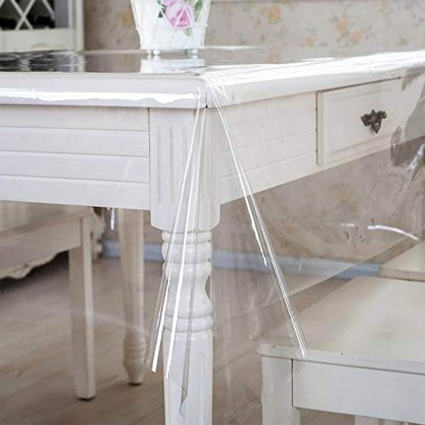 ANRO Tischdecke KLARA abwaschbar Tischfolie transparent Gartentischdecke 0,2mm (Einzelstück 1-tlg), wasserabweisend Durchsichtig Transparent Breite 140cm