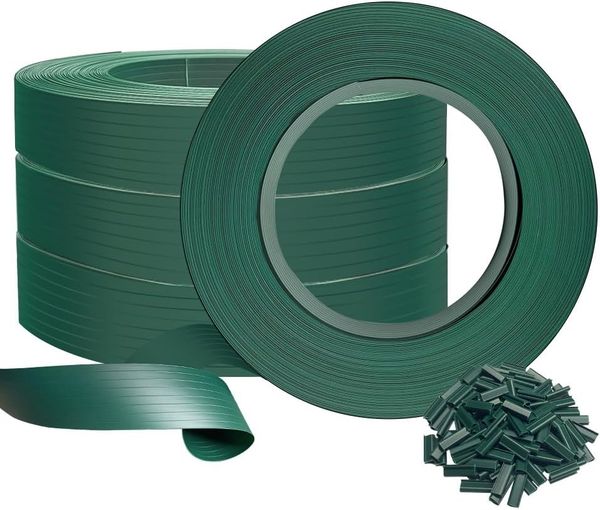 VOUNOT Sichtschutzstreifen für Doppelstabmatten 300m x 4.7cm, PVC Sichtschutz Zaun mit 600 Clips, Grün