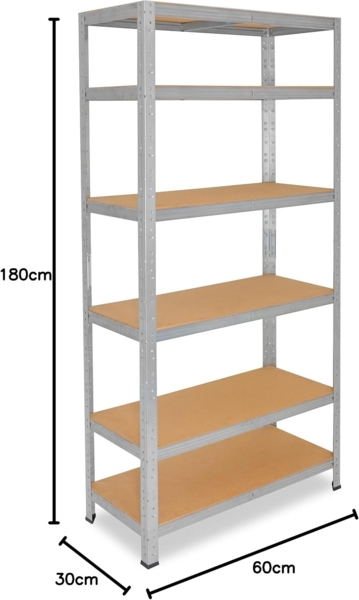 shelfplaza HOME 180x60x30 cm Schwerlastregal in grau-verzinkt mit 6 Böden und 145 kg Traglast pro Boden Bild 2
