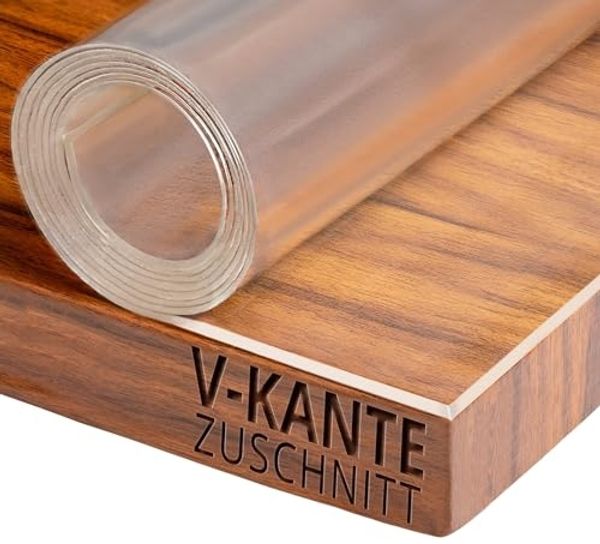 DecoHomeTextil Heimtextilmanufaktur Tischdecke Transparent Schutzfolie Folie leicht mattiert Abgeschrägte V-Kante, robust, reißfest, schalldämmend