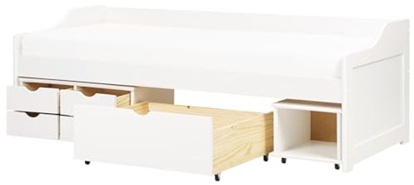 Bett mit Schubladen ROYVILLE 90 x 200 cm Holz Weiß