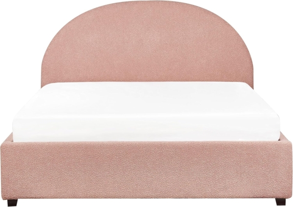 Bett mit Stauraum VAUCLUSE 140 x 200 cm Bouclé Pastellrosa