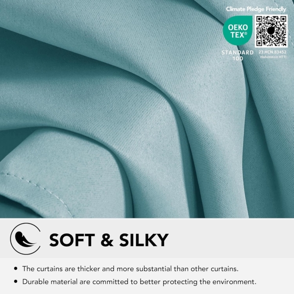 Deconovo Kälteschutzvorhang Blickdicht Verdunkelungsvorhang Kälteschutz Gardinen Kinderzimmer, 183x117 cm(HöhexBreite), Himmelblau, 2er Set Bild 5