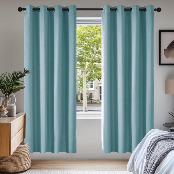 Deconovo Kälteschutzvorhang Blickdicht Verdunkelungsvorhang Kälteschutz Gardinen Kinderzimmer, 183x117 cm(HöhexBreite), Himmelblau, 2er Set Bild 3