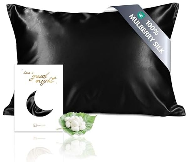 Townssilk 19 Momme 100% Seide Kissenbezug 1 Stück 40x80 cm Schwarz