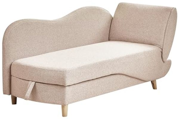 Chaiselongue Leinenoptik hellbraun mit Bettkasten rechtsseitig MERI II Bild 5