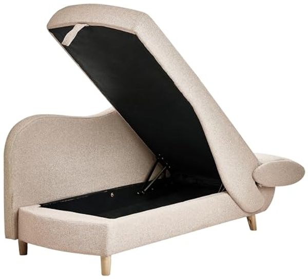 Chaiselongue Leinenoptik hellbraun mit Bettkasten rechtsseitig MERI II Bild 7