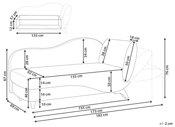 Chaiselongue Leinenoptik hellbraun mit Bettkasten rechtsseitig MERI II Bild 3