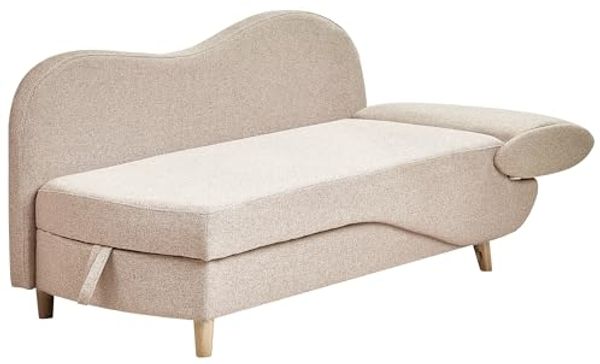 Chaiselongue Leinenoptik hellbraun mit Bettkasten rechtsseitig MERI II Bild 6