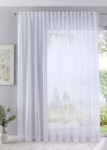 Gardinenbox Gardine (1 St), verdecketeSchlaufen, transparent, Batist, Store Batist Cotton Look Universalband 61500