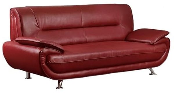 Vente-unique - Sofa 3-Sitzer - Kunstleder - Rot - NIGEL