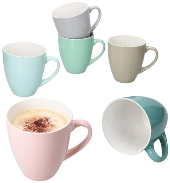 MamboCat Becher MamboCat MAI 6x Jumbobecher Set Keramik Pastellfarben Tee Kakao Kaffee, Keramik