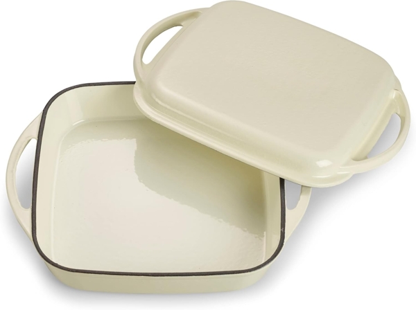 ECHTWERK Bräter Universalbräter und Pfanne 2-in-1 Set, Auflaufform mit Deckel, Emaille, Gusseisen, Emaille-Beschichtung, für Backöfen, Grill & Induktion