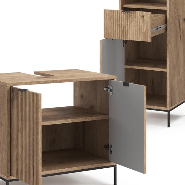 Badmöbel-Set Eliza Viking Oak 3 Teile, mit Hochschrank Vicco Bild 6