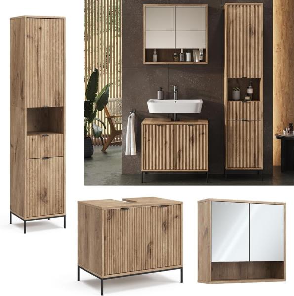 Badmöbel-Set Eliza Viking Oak 3 Teile, mit Hochschrank Vicco Bild 4