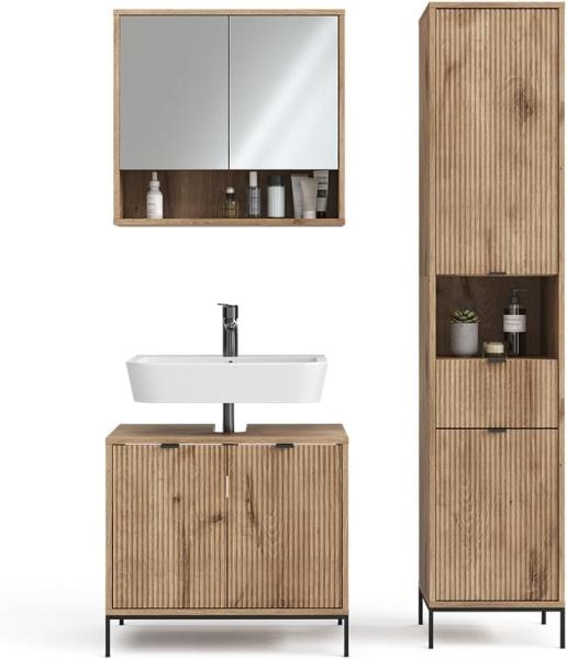 Badmöbel-Set Eliza Viking Oak 3 Teile, mit Hochschrank Vicco Bild 7