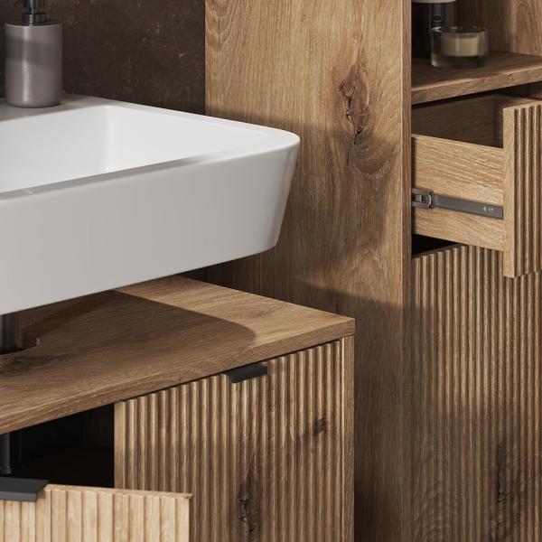 Badmöbel-Set Eliza Viking Oak 3 Teile, mit Hochschrank Vicco Bild 5