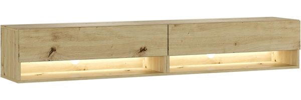 Skraut Home | TV-Schrank, Lowboard | für Wohnzimmer und Esszimmer | 180 | LED | Fernsehtisch | Moderner Stil | Eiche