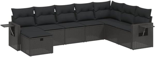 vidaXL 8-tlg. Garten-Sofagarnitur mit Kissen Schwarz Poly Rattan 3263891