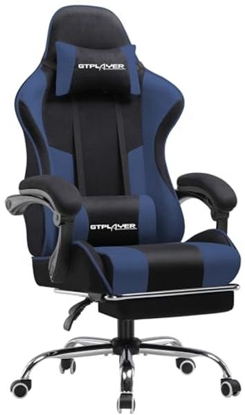 GTPLAYER Gaming-Stuhl Bürostuhl mit Massagefunktion, Fußstütze, Kopfstütze (Packung), Ergonomischer Gamer Stuhl Maximale Belastung 150 kg, 360° drehbar