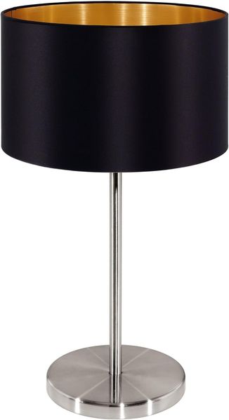 Eglo 31627 Tischleuchte MASERLO Textil schwarz, gold E27 max. 1X60W mit Kabelschalter