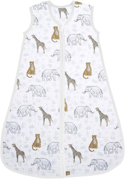 aden + anais™ Baumwoll-Musselin-Schlafsack, 1,0 TOG Wert, tragbare Decke für Babys, Bunte Muster für Mädchen & Jungen, Schlafsack für Neugeborene aus 100% Baumwoll, 6-18 Monate, Jungle