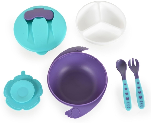 Cangaroo Kindergeschirrset Jelly F1730 rutschfester Boden, Gabel, Löffel, Deckel blau Bild 3