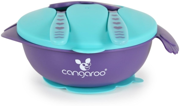 Cangaroo Kindergeschirrset Jelly F1730 rutschfester Boden, Gabel, Löffel, Deckel blau Bild 6