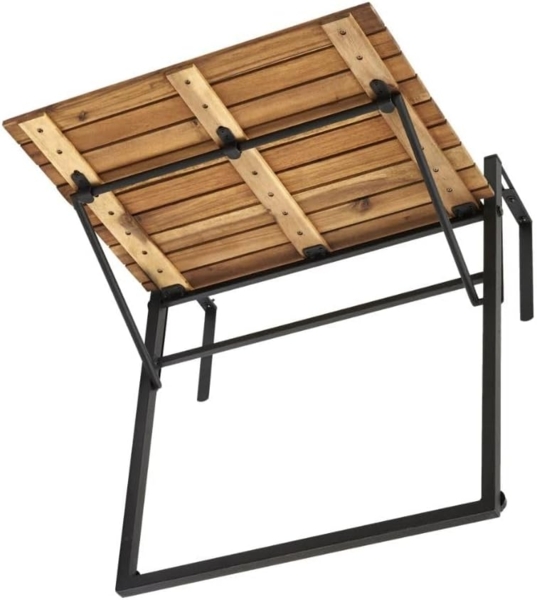 QLS Balkonhängetisch (1-St, 1 Tisch), Klapptisch Hängetisch Beistelltisch Verstellbar Klappbar Akazien Holz Bild 7