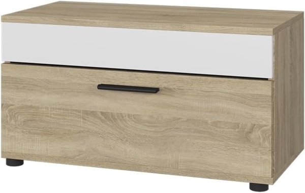 Wohnzimmerschrank Berno Sonoma/Weiß 70.8 x 38.9 cm mit Klapptür Vicco