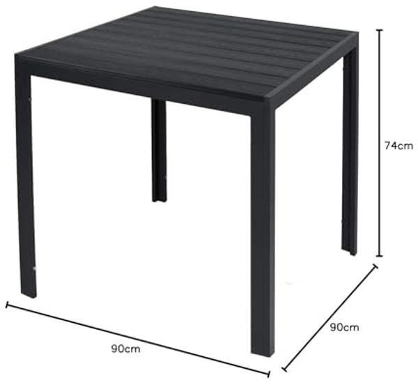 Holzimitat Gartentisch Outdoortisch Esstisch Aluminium schwarz 90x90cm Bild 2