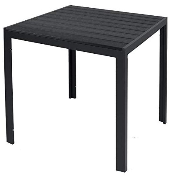 Holzimitat Gartentisch Outdoortisch Esstisch Aluminium schwarz 90x90cm Bild 3