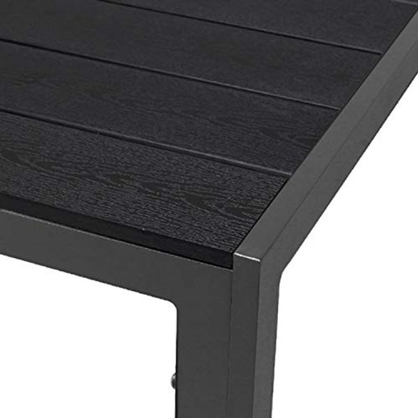 Holzimitat Gartentisch Outdoortisch Esstisch Aluminium schwarz 90x90cm Bild 4