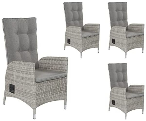 LC Garden 4x LC Garden Positionsstuhl Verstellsessel Roma Dining grau