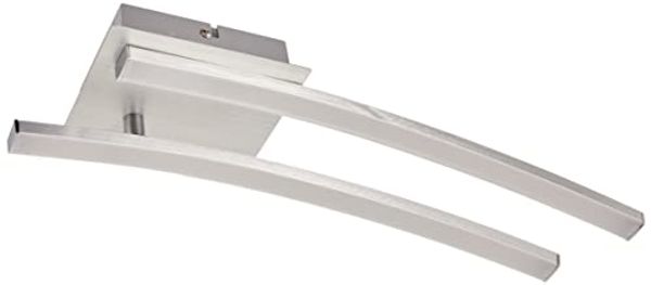 Briloner Leuchten – LED Deckenleuchte, geschwungene Deckenlampe, 2-flammig, 2x6W, warm weißes Licht, 55. 4 cm, aluminiumfarbig