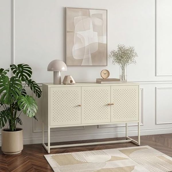 Sideboard Viitasaari 120x40x80 cm Stahl Cremeweiß [en. casa]