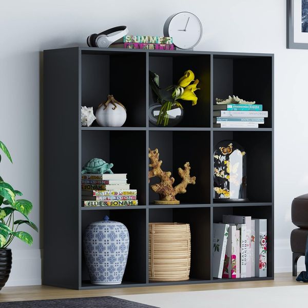 Vida Designs Durham Cube Bücherregal Aufbewahrung Organizer Wohnzimmer Bücherregal Home Office Möbel (9 Würfel, Schwarz)