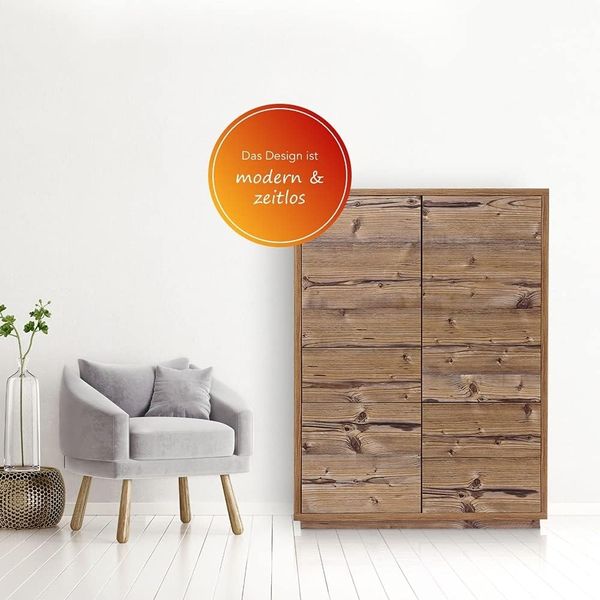 Highboard-Kommode Eyecatcher - Sideboard Anrichte mit Push-To-Open System, 3 Schubkästen und 3 Türen - Wohnzimmer-Möbel Fichte Bild 4