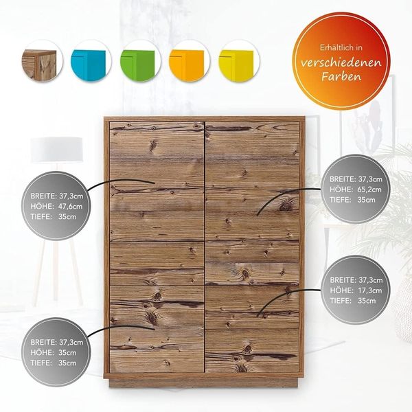 Highboard-Kommode Eyecatcher - Sideboard Anrichte mit Push-To-Open System, 3 Schubkästen und 3 Türen - Wohnzimmer-Möbel Fichte Bild 3