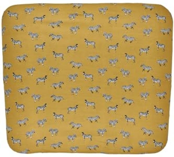 Meyco Baby Zebra Animal Wickelauflagenbezug (weich und hautfreundlich, aus 100% Baumwolle, waschbar, einfache Pflege, trocknergeeignet, Größe: 85x75 cm), Honig Gold