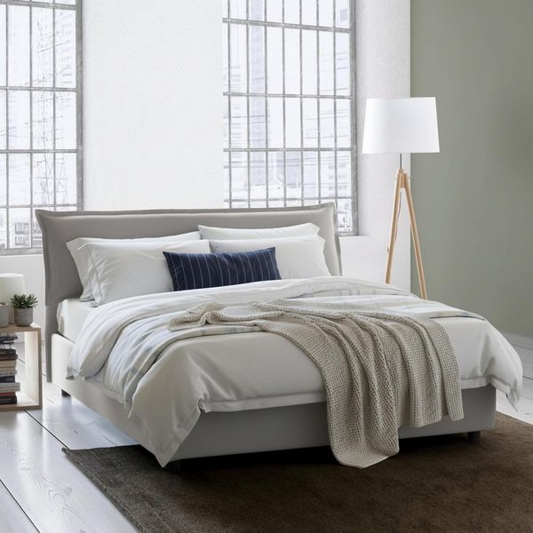 Talamo Italia - Clio-Doppelbett, Bettkasten mit abnehmbarem Bezug, gepolstertem Kopfteil und Bettkastenrahmen, 100 % Made in Italy, geeignet für Matratzen 160x190 cm, Grau