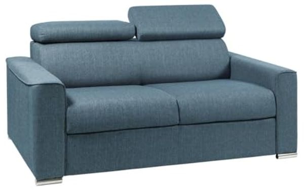 Schlafsofa 2-Sitzer Stoff VIZIR - Blau - Liegefläche: 120 cm - Matratzenhöhe: 18 cm